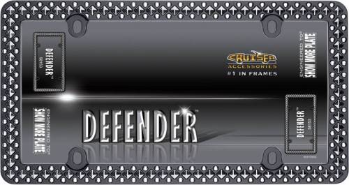 Cruiser Accessories - 58153 | Cruiser Accessories Defender, Matte Black / Chrome License Plate Frame
