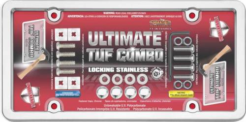 Cruiser Accessories - 62310 | Ultimate Tuf Combo, Chrome / Clear License Plate Frame
