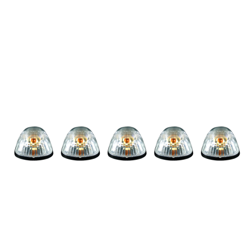 Recon Truck Accessories - 264141CL | (5-Piece Set) Clear Cab Roof Light Lens with Amber 194 Bulbs