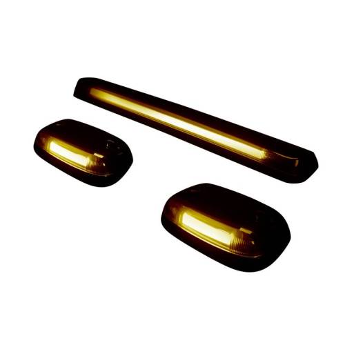 Recon Truck Accessories - 264156AMHP | (3-Piece Set) Amber Cab Roof Light Lens with Amber High-Power OLED Bar-Style LED’s