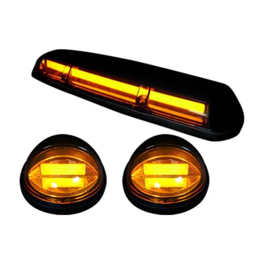 Recon Truck Accessories - 264155AMHP | (3-Piece Set) Amber Cab Roof Light Lens with Amber High-Power OLED Bar-Style LED’s
