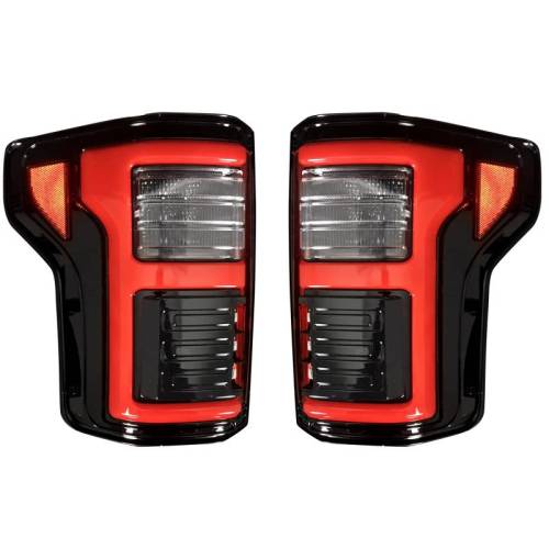 Recon Truck Accessories - 264268LEDBK | (Replaces OEM LED Style Tail Lights w Blind Spot Warning System) OLED Tail Lights – Smoked Lens