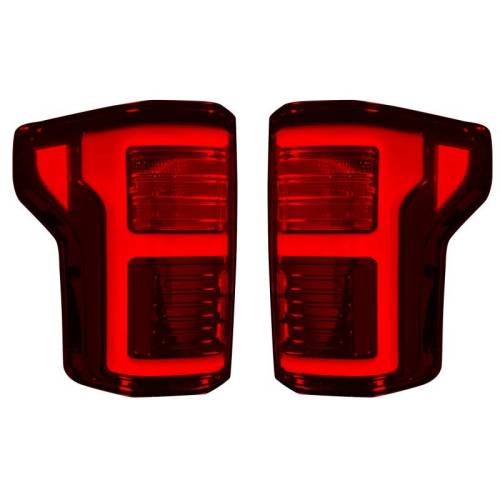 Recon Truck Accessories - 264268LEDRBK | (Replaces OEM LED Style Tail Lights w Blind Spot Warning System) OLED Tail Lights – Dark Red Smoked Lens