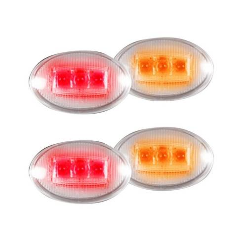 Recon Truck Accessories - 264132CL | Dually Fender Lenses (4-Piece Set) w/ 2 Red LED Lights & 2 Amber LED Lights – Clear Lens