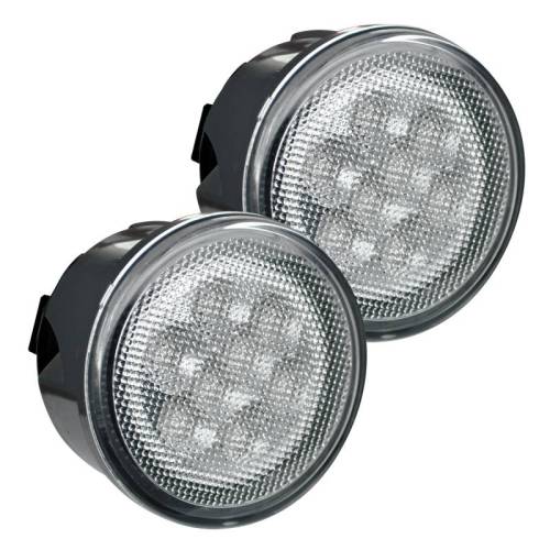 Recon Truck Accessories - 264134WHCL | Round Front Turn Signal Lenses with White LED’s Located Under Front Headlights – Clear Lens