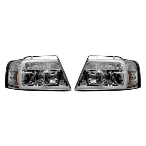 Recon Truck Accessories - 264198CLC | Projector Headlights w/ Ultra High Power Smooth OLED HALOS & DRL – Clear / Chrome