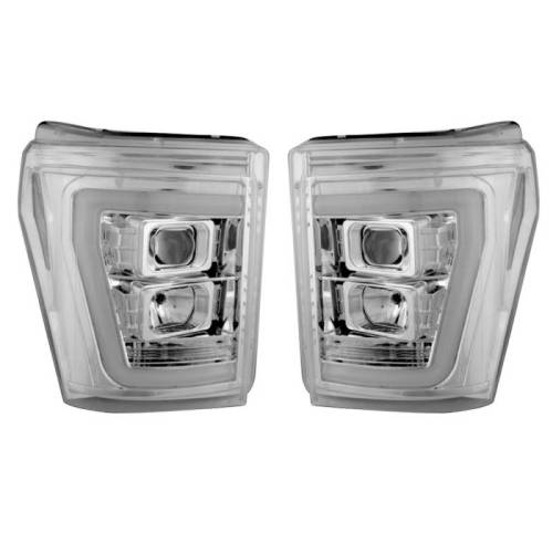 Recon Truck Accessories - 264272CLC | Projector Headlights w/ Ultra High Power Smooth OLED HALOS & DRL – Clear / Chrome