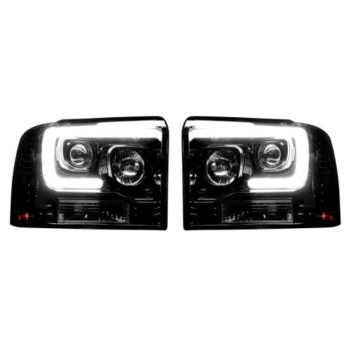 Recon Truck Accessories - 264193BKC | Projector Headlights w/ Ultra High Power Smooth OLED HALOS & DRL – Smoked / Black