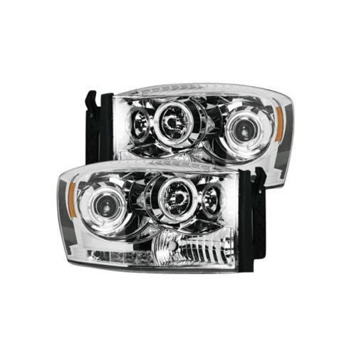 Recon Truck Accessories - 264199CLCC | Projector Headlights w/ CCFL HALOS & DRL – Clear / Chrome