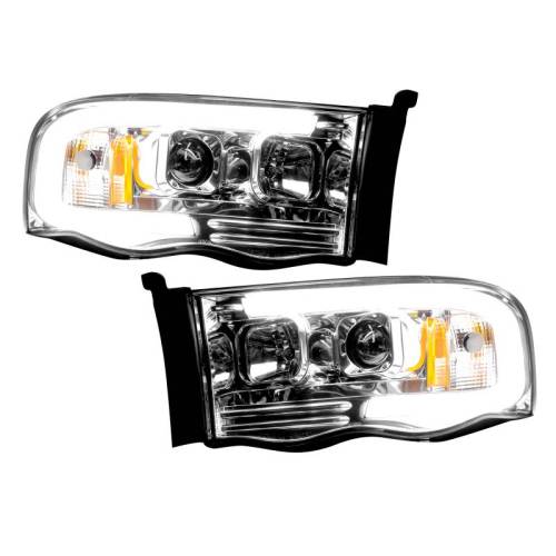 Recon Truck Accessories - 264191CLC | Projector Headlights w/ Ultra High Power Smooth OLED HALOS & DRL – Clear / Chrome