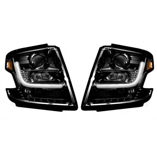 Recon Truck Accessories - 264400BKC | Projector Headlights w/ Ultra High Power Smooth OLED HALOS & DRL – Smoked / Black