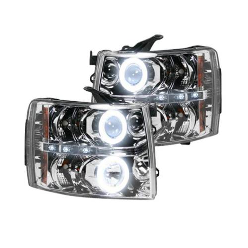 Recon Truck Accessories - 264195CLCC | Projector Headlights w/ CCFL HALOS & DRL – Clear / Chrome