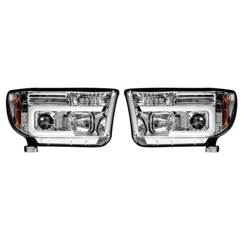 Recon Truck Accessories - 264194CLC | Projector Headlights w/ Ultra High Power Smooth OLED HALOS & DRL – Clear / Chrome