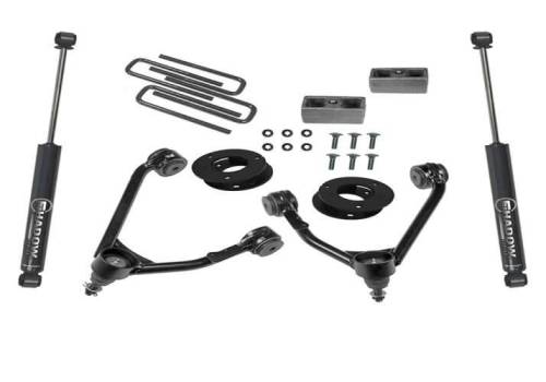 SuperLift - 3850 | Superlift 3.5 Inch Suspension Lift Kit with Shadow Shocks (2007-2016 Silverado, Sierra 1500 4WD | OE cast Steel Control Arms)