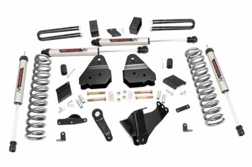 Rough Country - 56370 | 4.5 Inch Ford Suspension Lift Kit w/ V2 Monotube Shocks (Diesel Engine, With Overloads)