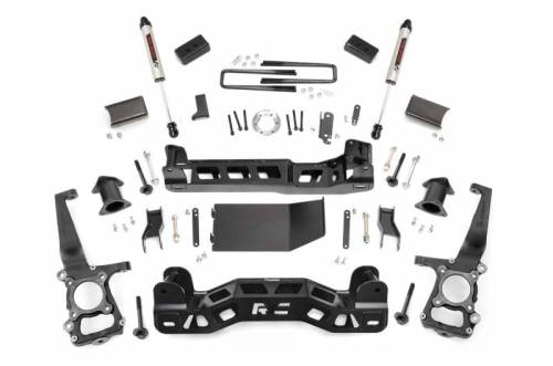 Rough Country - 57470 | 4 Inch Ford Suspension Lift Kit w/ Strut Spacers, V2 Monotube Shocks