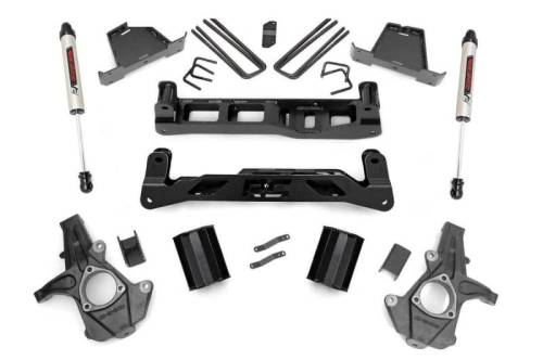 Rough Country - 26370 | 7.5 Inch GM Suspension Lift Kit w/ Strut Spacers, V2 Monotube Shocks