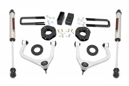 Rough Country - 29570 | Rough Country 3.5 Inch Lift Kit For Chevrolet Silverado 1500 2/4WD | 2019-2023 | Factory Multi-leaf Spring, Strut Spacers With V2 Rear Shocks