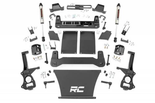 Rough Country - 27570 | Rough Country 4 Inch Lift Kit Chevrolet Silverado / GMC Sierra 1500 | 2019-2023 | Gas Trailboss/AT4, Front Strut Spacers, Rear V2 Shocks