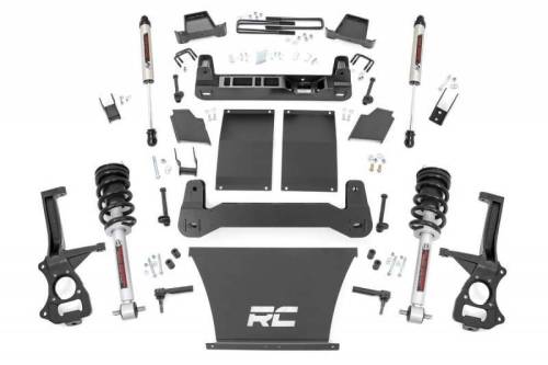 Rough Country - 27571 | Rough Country 4 Inch Lift Kit Chevrolet Silverado / GMC Sierra 1500 | 2019-2023 | Gas Trailboss/AT4, Front Lifted Strut, Rear V2 Shocks