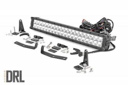 Rough Country - 70646DRLA | Nissan 20in LED Bumper Kit | Chrome Series w/ Amber DRL (16-21 Titan XD)