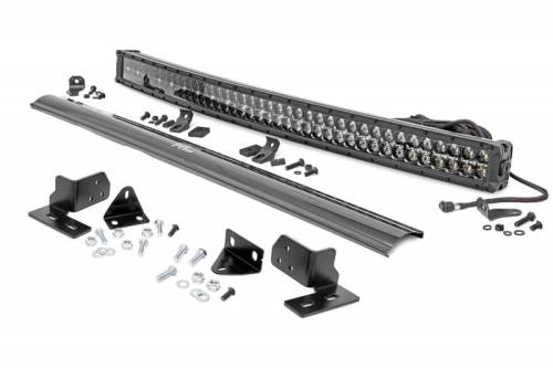 Rough Country - 70682DRL | Ford 40-inch Curved LED Light Bar Bumper Kit | Black Series w/ White DRL (11-16 F-250 Super Duty)