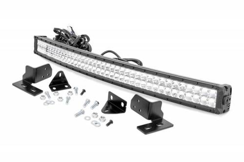 Rough Country - 70681DRL | Ford 40-inch Curved LED Light Bar Bumper Kit | Chrome Series w/ White DRL (11-16 F-250 Super Duty)