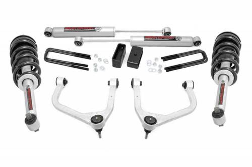 Rough Country - 22631 | Rough Country 3.5 Inch Lift Kit With Aluminum Control Arms N3 Struts / N3 Rear Shocks (2019-2025 Sierra 1500 2WD/4WD | Multi Leaf Springs)