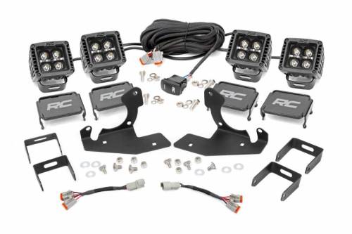 Rough Country - 70628DRLA | Rough Country LED Fog Light Kit For Chevrolet Silverado 2500 HD/3500 HD | 2011-2014 | Black Series With Amber DRL