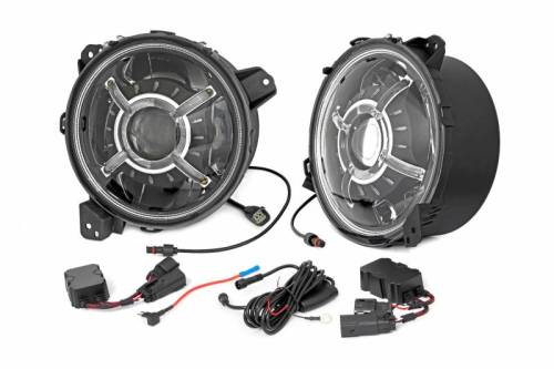 Rough Country - RCH5100 | Rough Country 9 Inch LED Projection Headlights For Jeep Gladiator JT / Wrangler 4xe / Wrangler JL, JL Unlimited | 2018-2023