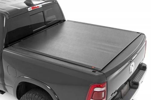 Rough Country - 48320550 | Rough Country Soft Roll Up Bed Cover For Ram 1500 (2019 2023) / 1500 TRX (2021-2023) | 5' 7" Bed, NO RamBox