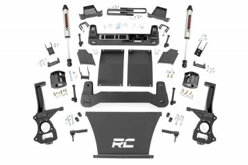 Rough Country - 21770D | Rough Country 6 Inch Lift Kit For Chevrolet Silverado 1500 2/4WD | 2019-2024 | 2.7L. 3.0L Engine, Rear Multi-leaf Spring, Strut Spacer With Rear V2 Shocks