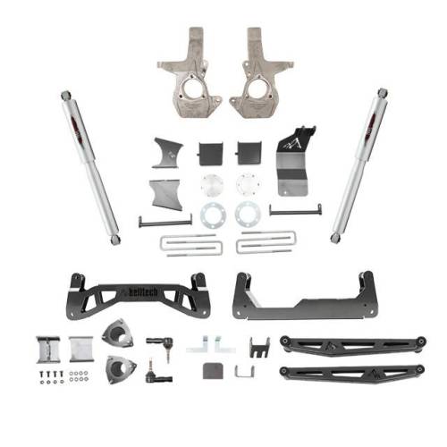 Belltech - 150203BK | Belltech 7 Inch Complete Lift Kit with Trail Performance Shocks (2016-2018 Silverado, Sierra 1500 2WD/4wD | OEM Stamped Steel / Aluminum Control Arms)