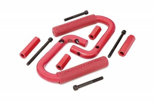 Rough Country - 6501RED | Rough Country Grab Handles For Jeep Wrangler JK (2007-2018) | Red, Front Position