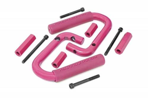 Rough Country - 6501PINK | Rough Country Grab Handles For Jeep Wrangler JK (2007-2018) | Pink, Front Position