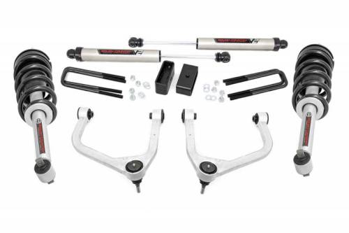 Rough Country - 29571 | Rough Country 3.5 Inch Lift Kit For Chevrolet Silverado 1500 2/4WD | 2019-2023 | Factory Multi-leaf Spring, N3 Strut With V2 Rear Shocks