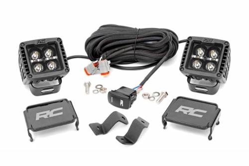 Rough Country - 71032 | Rough Country 2 Inch LED Light Lower Windshield Ditch Mounts For Ford F-150 / F-150 Lighting | 2015-2023 | Black Series With Amber DRL