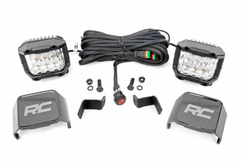 Rough Country - 71033 | Rough Country 3 Inch LED Light Lower Windshield Ditch Mounts For Ford F-150 / F-150 Lighting | 2015-2023 | 3" Osram Wide Angle Series