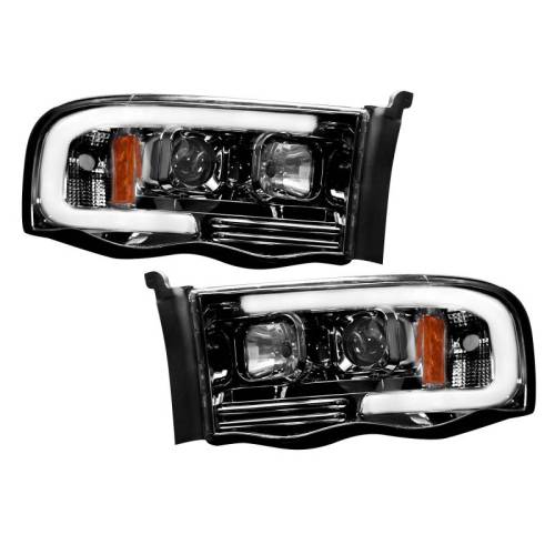 Recon Truck Accessories - 264191BKC | Projector Headlights OLED Halos & DRL in Smoked/Black