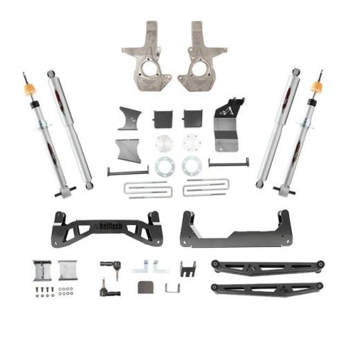 Belltech - 150203TP | Belltech 7-9 Inch Complete Lift Kit with Trail Performance Struts & Shocks (2016-2018 Silverado, Sierra 1500 2WD/4WD | OEM Stamped Steel / Aluminum Control Arms)