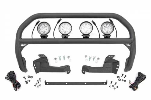 Rough Country - 51044 | Rough Country Nudge Bar For Ford Bronco Sport 4WD | 2021-2023 | Chrome Series 4" Round LED Lights