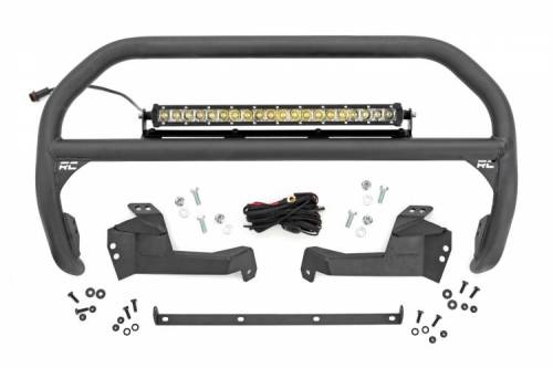 Rough Country - 51043 | Rough Country Nudge Bar For Ford Bronco Sport 4WD | 2021-2023 | Chrome Series 20" Single Row Light Bar