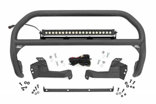 Rough Country - 51042 | Rough Country Nudge Bar For Ford Bronco Sport 4WD | 2021-2023 | Black Series 20" Single Row Light Bar With White DRL