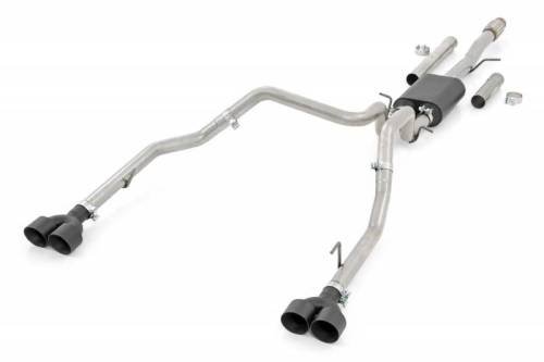 Rough Country - 96014 | Rough Country Performance Cat-Back Dual Exhaust System With Black Tips For Chevrolet Silverado / GMC Sierra 1500 | 2019-2024 | 6.2L Motor