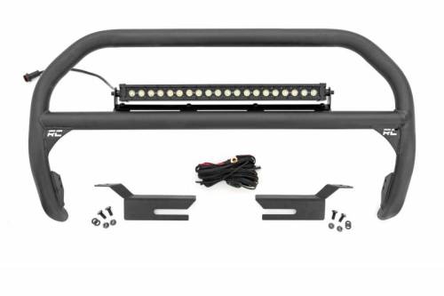 Rough Country - 51047 | Rough Country Nudge Bar For Ford Bronco 4WD | 2021-2023 | Black Series 20 Inch Single Row With White DRL LED Light Bar