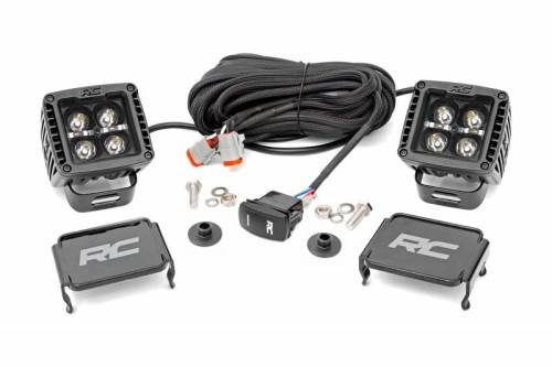 Rough Country - 71049 | Rough Country LED Ditch Light For Ford Bronco | 2021-2023 | Black Series With Amber DRL