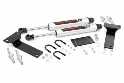 Rough Country - 8749070 | V2 Monotube Steering Stabilizer | Dual | Ford Super Duty 4WD (1999-2004)