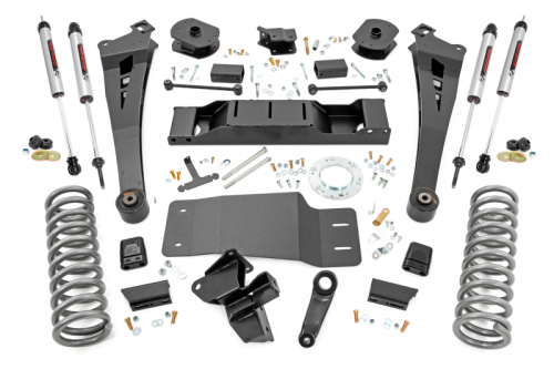 Rough Country - 38370 | Rough Country 5 Inch Lift Kit For Diesel Ram 2500 4WD | 2019-2023 | Dual Rate Coil Springs, Standard Non-AISIN Transmission, V2 Monotube Shocks