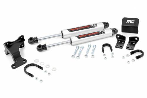 Rough Country - 8734970 | V2 Steering Stabilizer | Dual | Jeep Wrangler JK  (2007-2018)