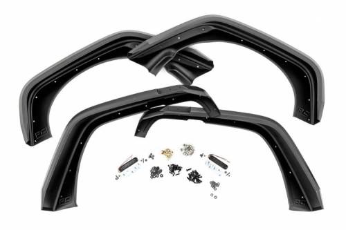 Rough Country - 99037 | High Clearance LED Flat Fender Flare Kit | UV Treated | Jeep JK (07-18)